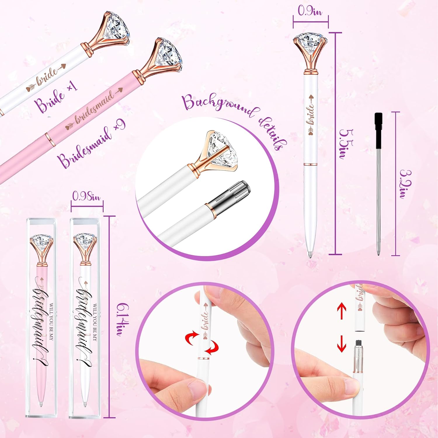 BachPartGifts 10 Pcs Bridal Shower Pens